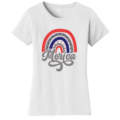 Merica Rainbow 4th Of July Patriotic Funny Women's T-Shirt