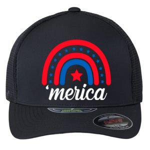 Merica Rainbow 4th Of July Celebration Flexfit Unipanel Trucker Cap