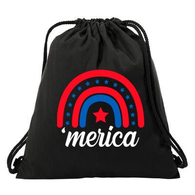 Merica Rainbow 4th Of July Celebration Drawstring Bag