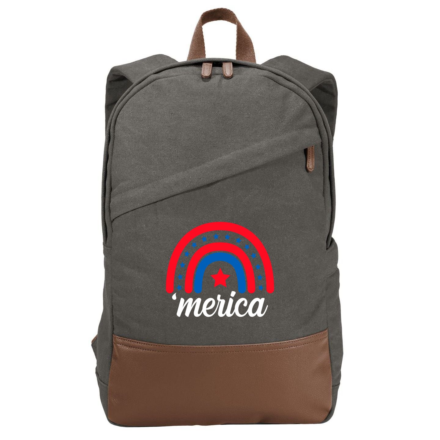 Merica Rainbow 4th Of July Celebration Cotton Canvas Backpack