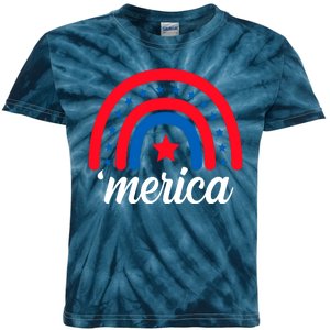 Merica Rainbow 4th Of July Celebration Kids Tie-Dye T-Shirt