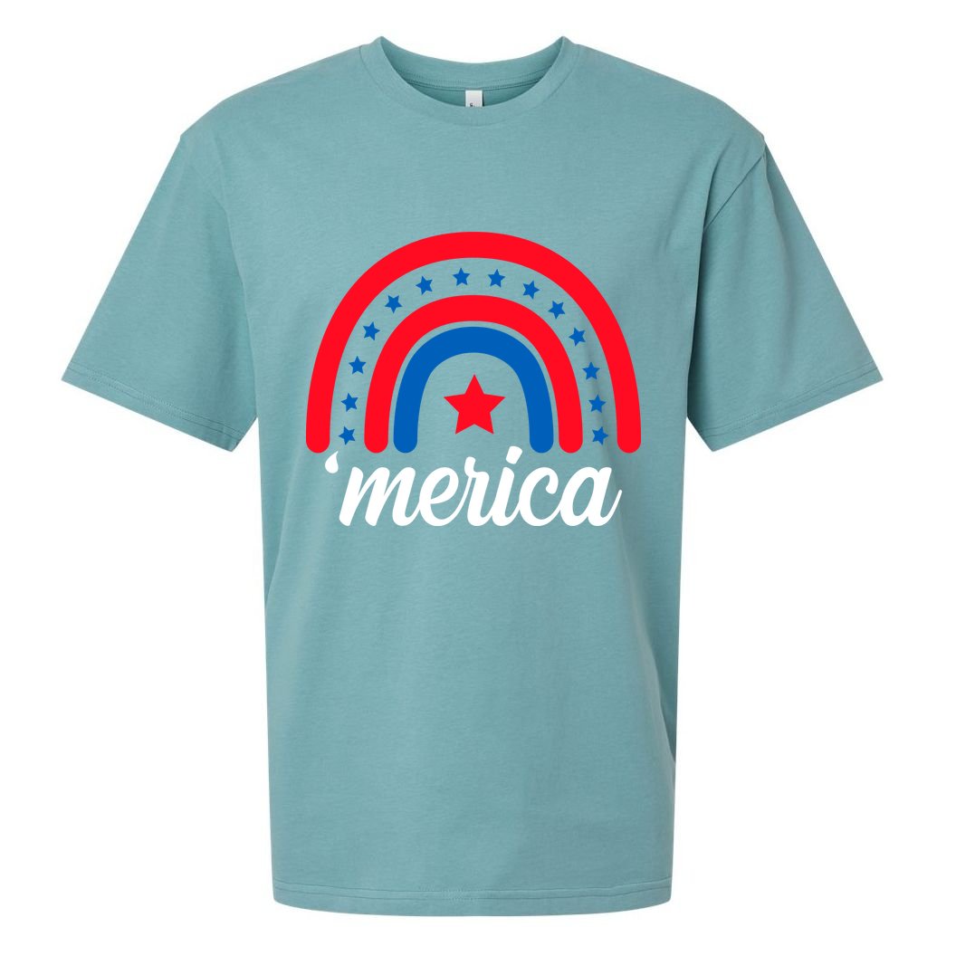 Merica Rainbow 4th Of July Celebration Sueded Cloud Jersey T-Shirt