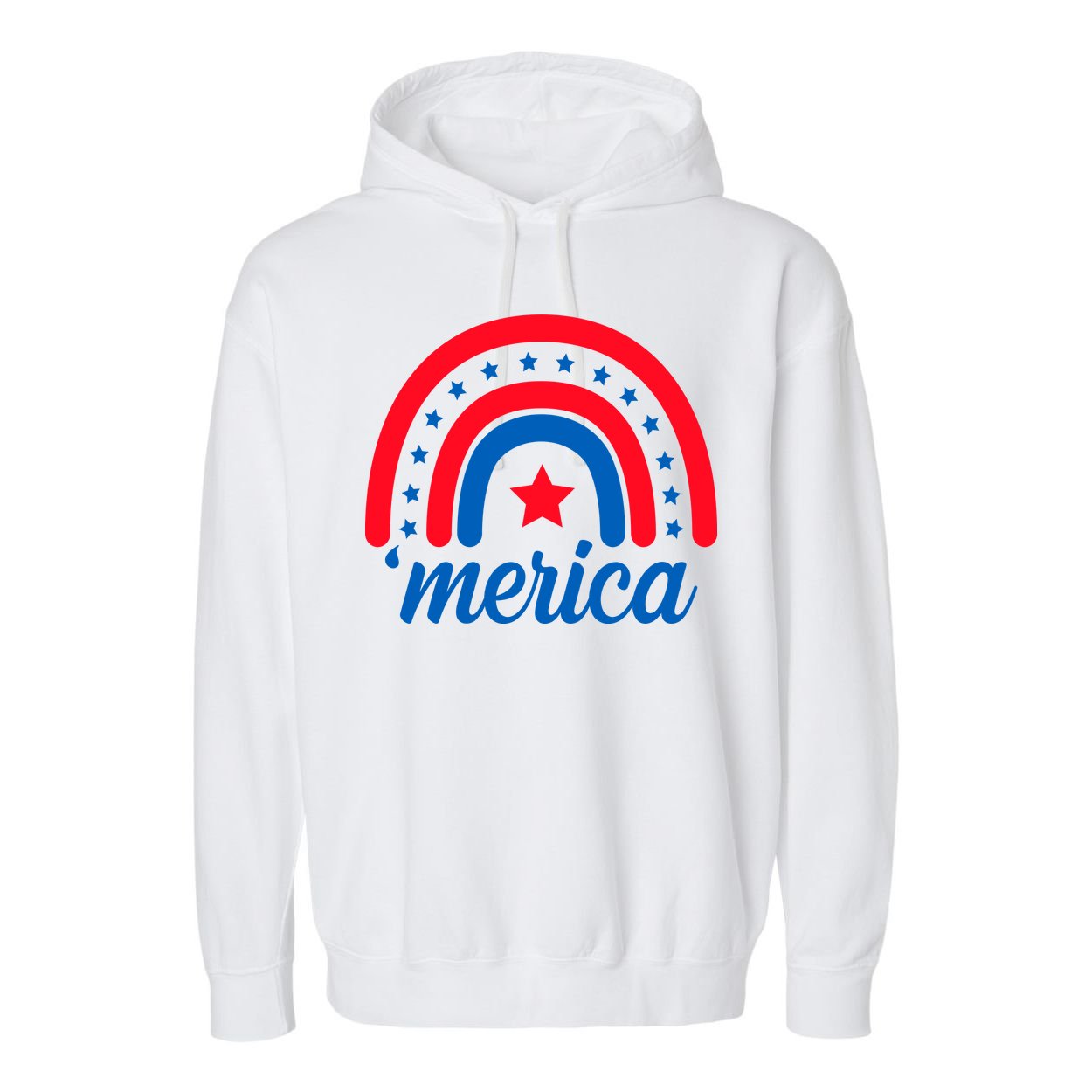 Merica Rainbow 4th Of July Celebration Garment-Dyed Fleece Hoodie