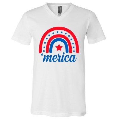 Merica Rainbow 4th Of July Celebration V-Neck T-Shirt