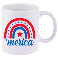 Merica Rainbow 4th Of July Celebration 11oz C Handle Ceramic Mug