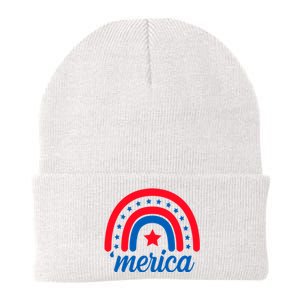 Merica Rainbow 4th Of July Celebration Knit Cap Winter Beanie