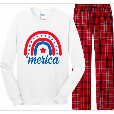 Merica Rainbow 4th Of July Celebration Long Sleeve Pajama Set