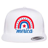 Merica Rainbow 4th Of July Celebration Flat Bill Trucker Hat