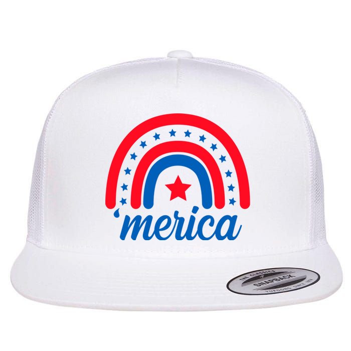 Merica Rainbow 4th Of July Celebration Flat Bill Trucker Hat