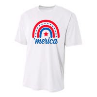 Merica Rainbow 4th Of July Celebration Youth Performance Sprint T-Shirt