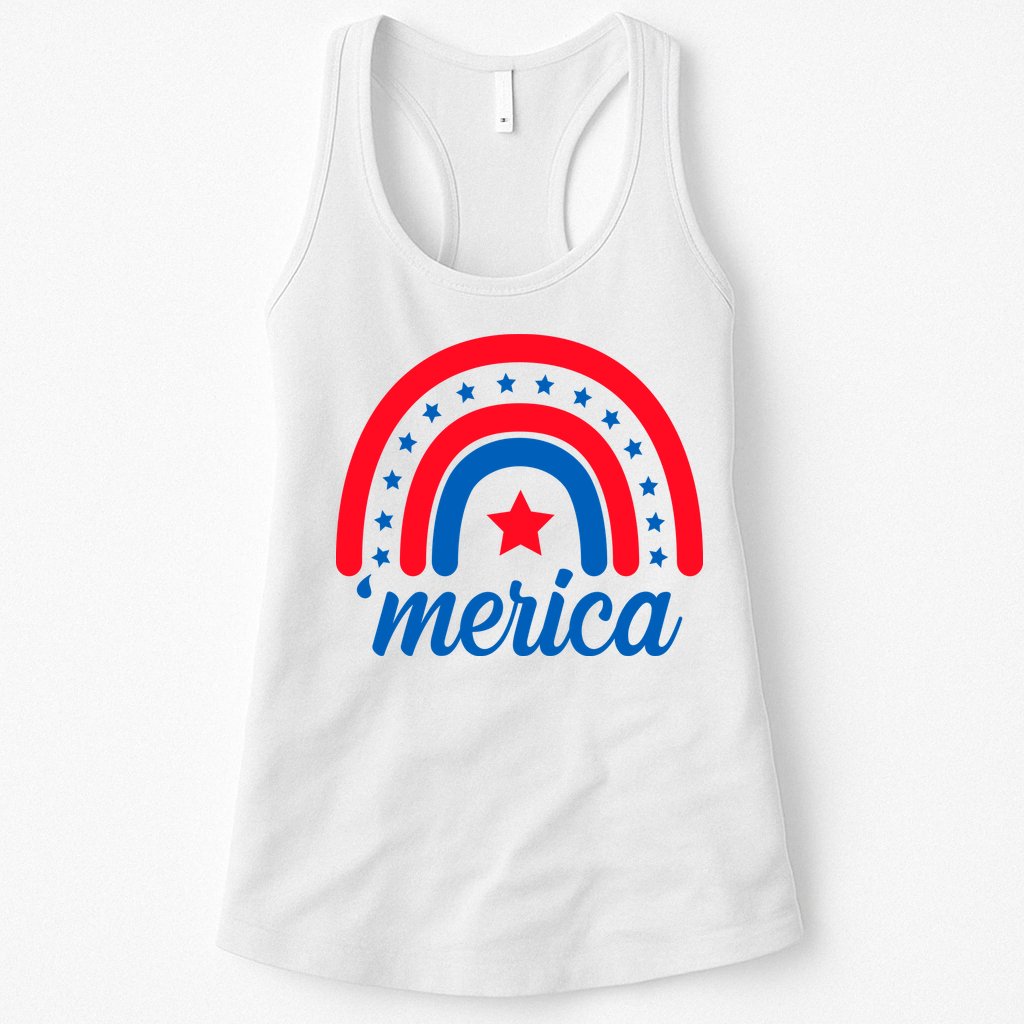 Merica Rainbow 4th Of July Celebration Womens Tank Top