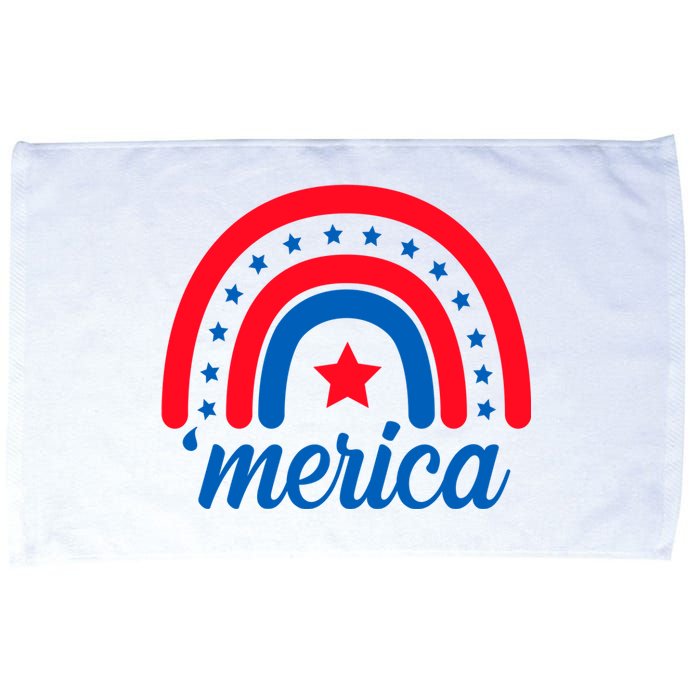 Merica Rainbow 4th Of July Celebration Microfiber Hand Towel