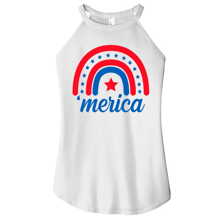 Merica Rainbow 4th Of July Celebration Women's Perfect Tri Rocker Tank