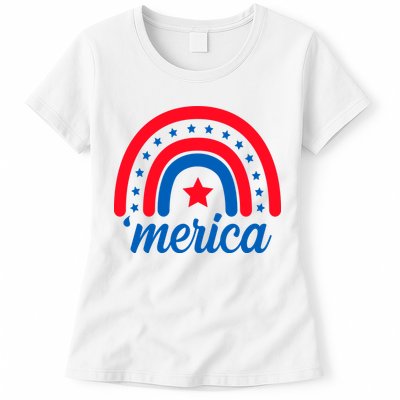 Merica Rainbow 4th Of July Celebration Womens T-Shirt