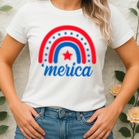 Merica Rainbow 4th Of July Celebration Womens T-Shirt
