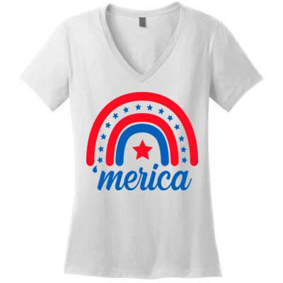 Merica Rainbow 4th Of July Celebration Women's V-Neck T-Shirt