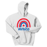 Merica Rainbow 4th Of July Celebration Kids Hoodie