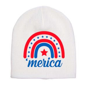 Merica Rainbow 4th Of July Celebration Short Acrylic Beanie