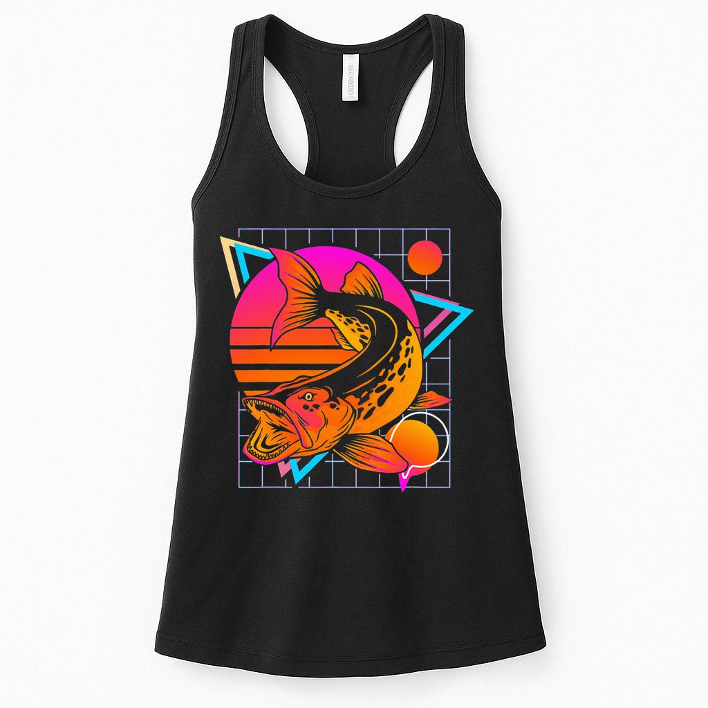Musky Retro 80s Style Vintage Pike Fishing Womens Tank Top