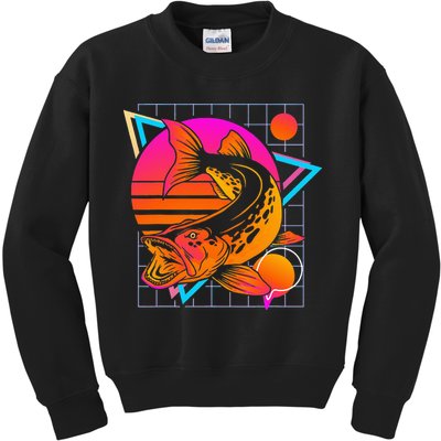 Musky Retro 80s Style Vintage Pike Fishing Kids Sweatshirt