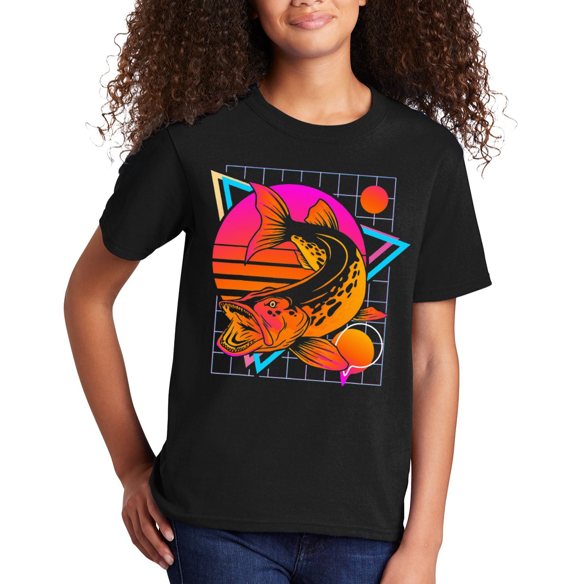 Musky Retro 80s Style Vintage Pike Fishing Kids T-Shirt