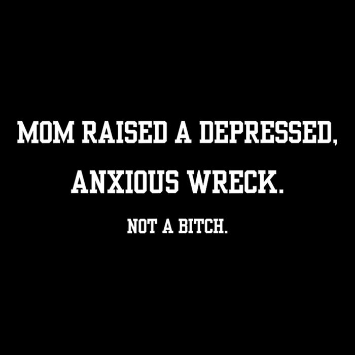 Mom Raised A Depressed Anxious Wreck Not A Bitch Pom Pom 12in Knit Beanie