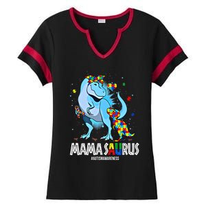 Mamasaurus Rex Autism Awareness Autistic MotherS Day Funny Gift Ladies Halftime Notch Neck Tee