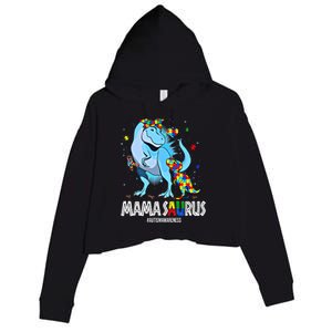 Mamasaurus Rex Autism Awareness Autistic MotherS Day Funny Gift Crop Fleece Hoodie