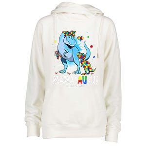 Mamasaurus Rex Autism Awareness Autistic MotherS Day Funny Gift Womens Funnel Neck Pullover Hood