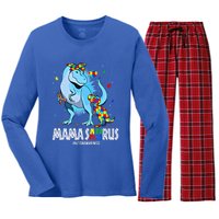 Mamasaurus Rex Autism Awareness Autistic MotherS Day Funny Gift Women's Long Sleeve Flannel Pajama Set 