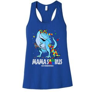 Mamasaurus Rex Autism Awareness Autistic MotherS Day Funny Gift Women's Racerback Tank