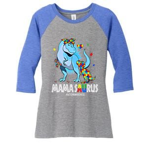 Mamasaurus Rex Autism Awareness Autistic MotherS Day Funny Gift Women's Tri-Blend 3/4-Sleeve Raglan Shirt