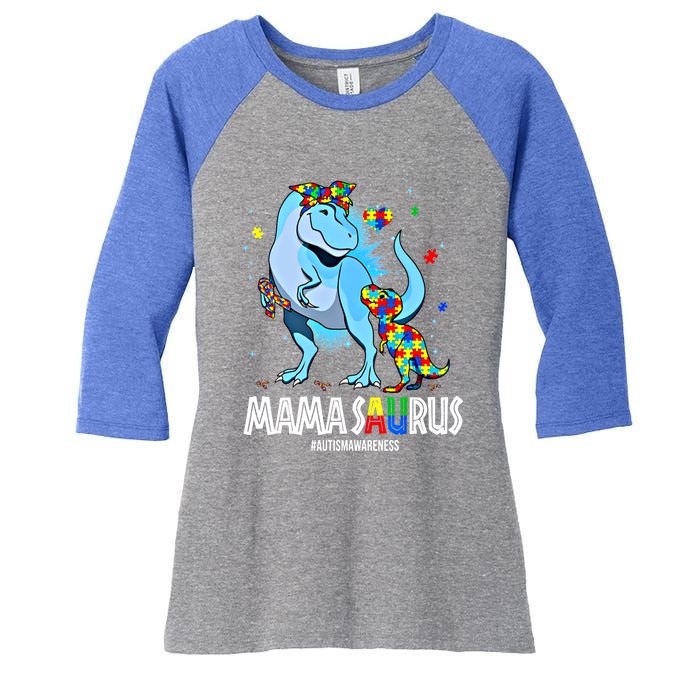 Mamasaurus Rex Autism Awareness Autistic MotherS Day Funny Gift Women's Tri-Blend 3/4-Sleeve Raglan Shirt