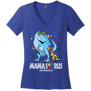 Mamasaurus Rex Autism Awareness Autistic MotherS Day Funny Gift Women's V-Neck T-Shirt