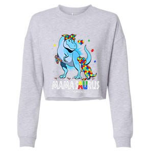 Mamasaurus Rex Autism Awareness Autistic MotherS Day Funny Gift Cropped Pullover Crew