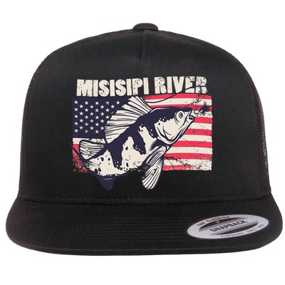 Mississippi river American Flag Patriotic fishing therapy Flatbill Hat