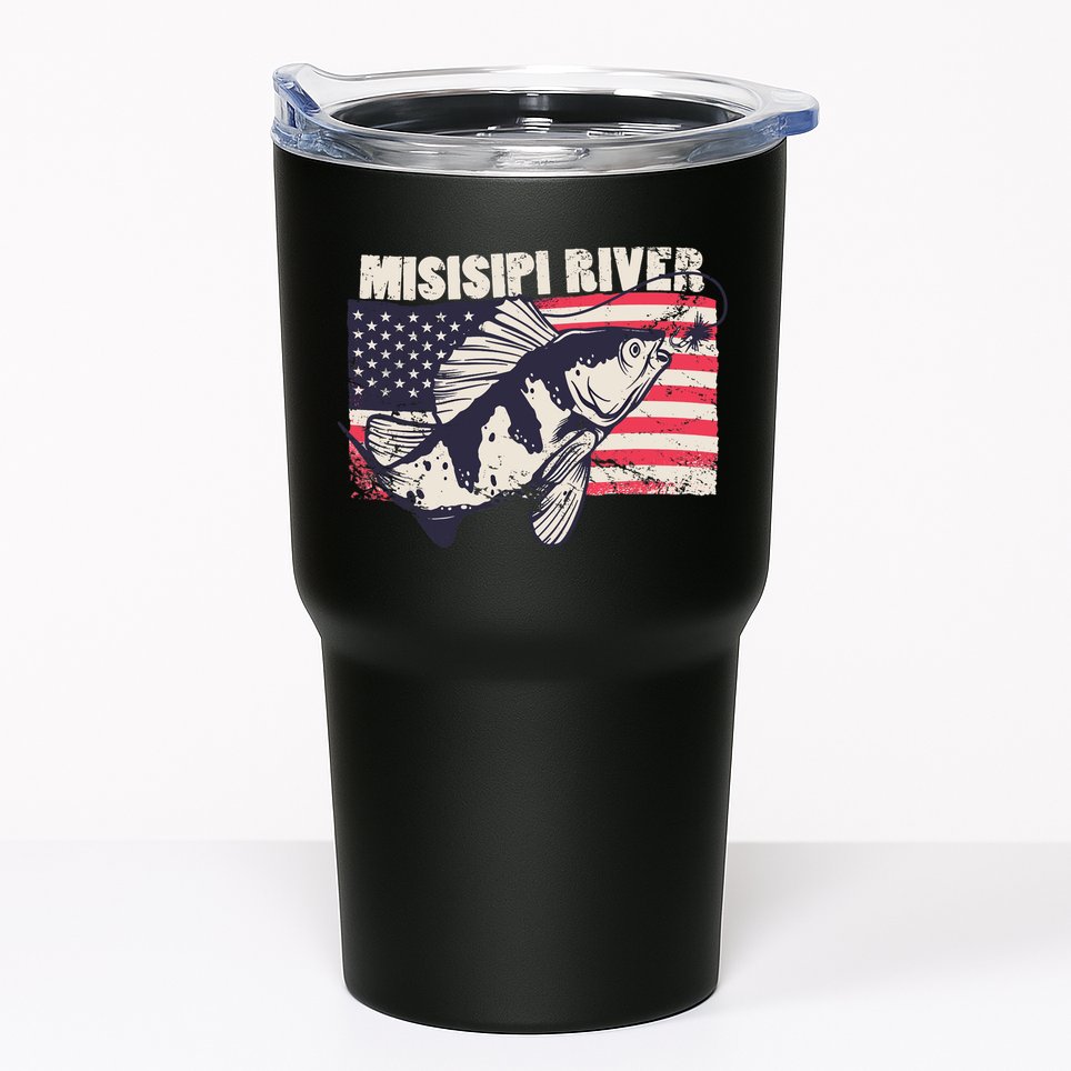 Mississippi river American Flag Patriotic fishing therapy Tumbler