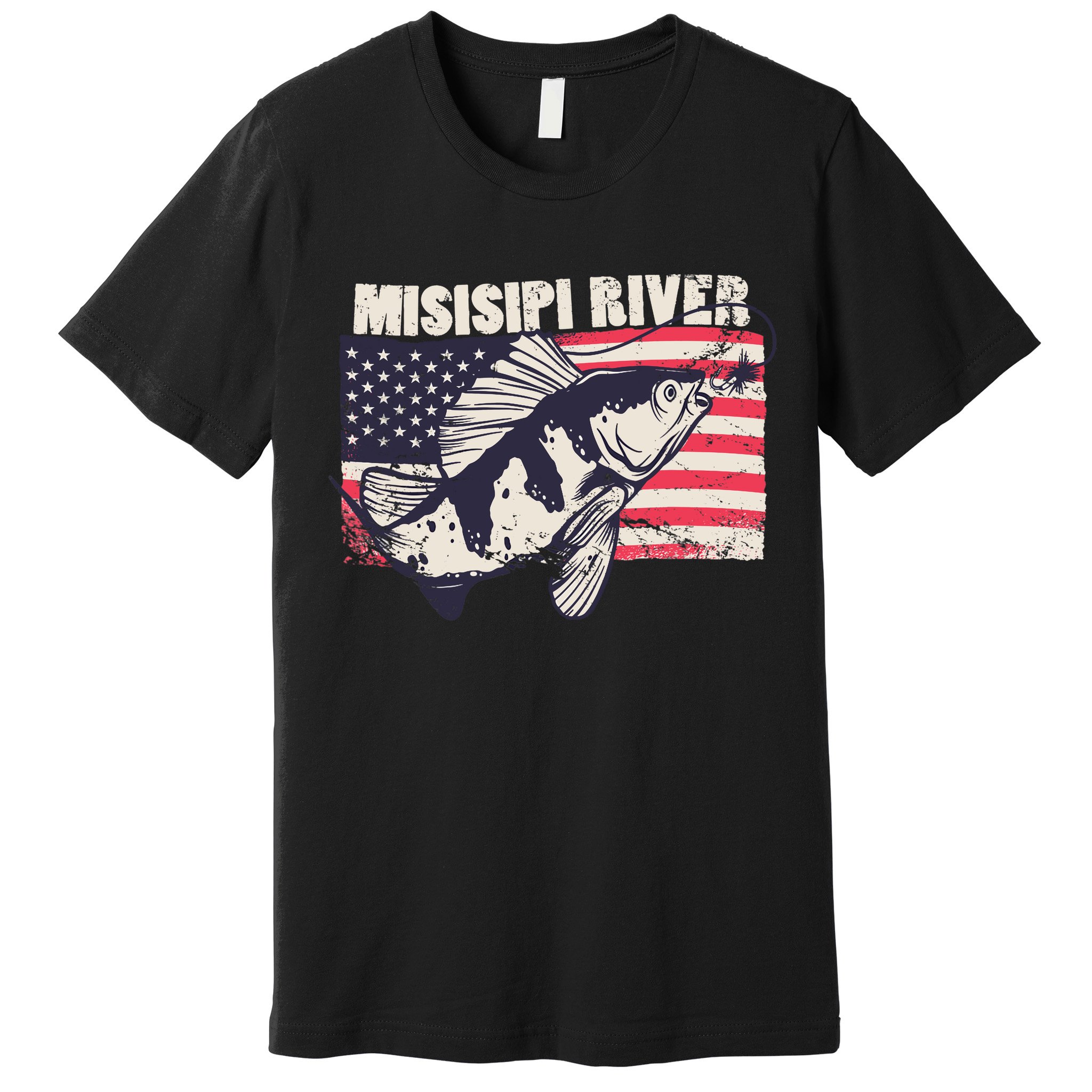 Mississippi river American Flag Patriotic fishing therapy Premium T-Shirt