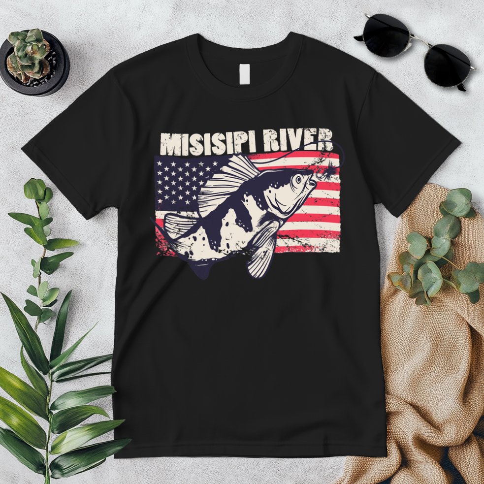 Mississippi river American Flag Patriotic fishing therapy Premium T-Shirt
