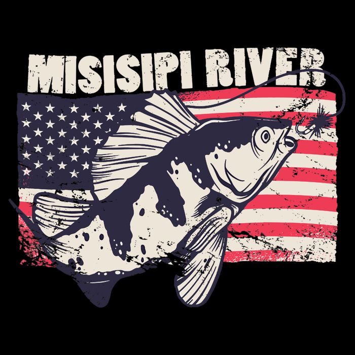 Mississippi river American Flag Patriotic fishing therapy Premium T-Shirt