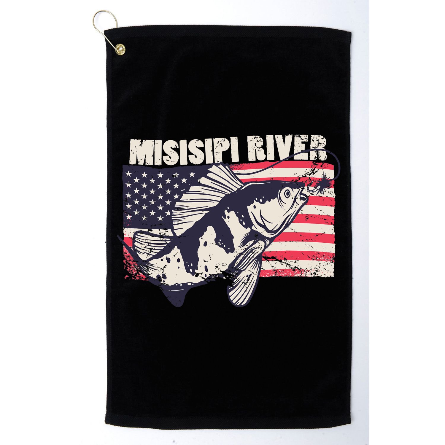 Mississippi river American Flag Patriotic fishing therapy Golf Towel