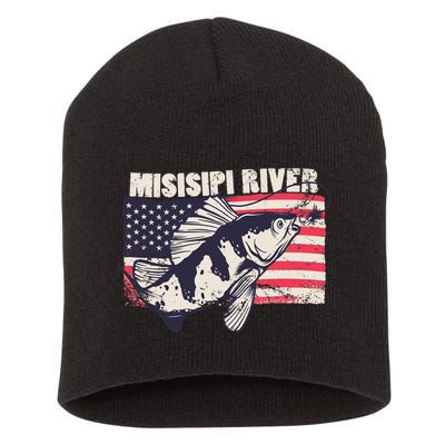 Mississippi river American Flag Patriotic fishing therapy Short Acrylic Beanie