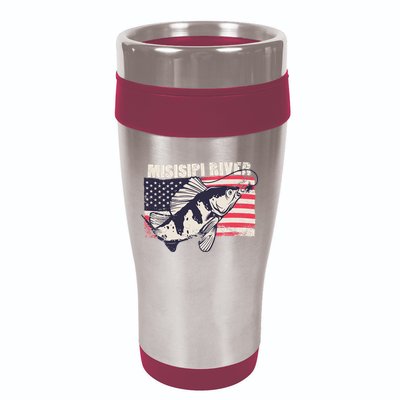 Mississippi river American Flag Patriotic fishing therapy 16oz Travel Tumbler
