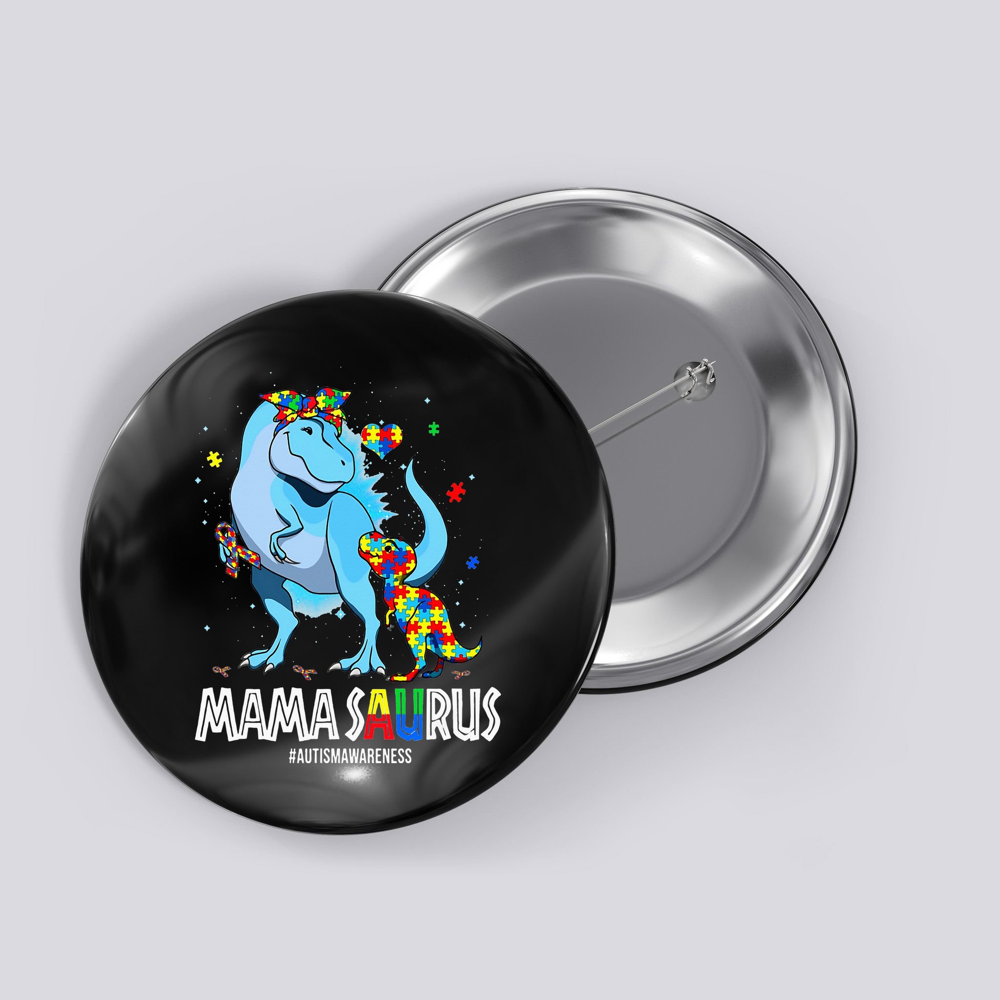 mamasaurus rex autism awareness autistic mother's day Button