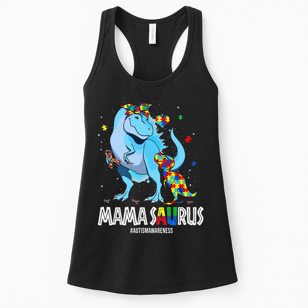 mamasaurus rex autism awareness autistic mother's day Womens Tank Top