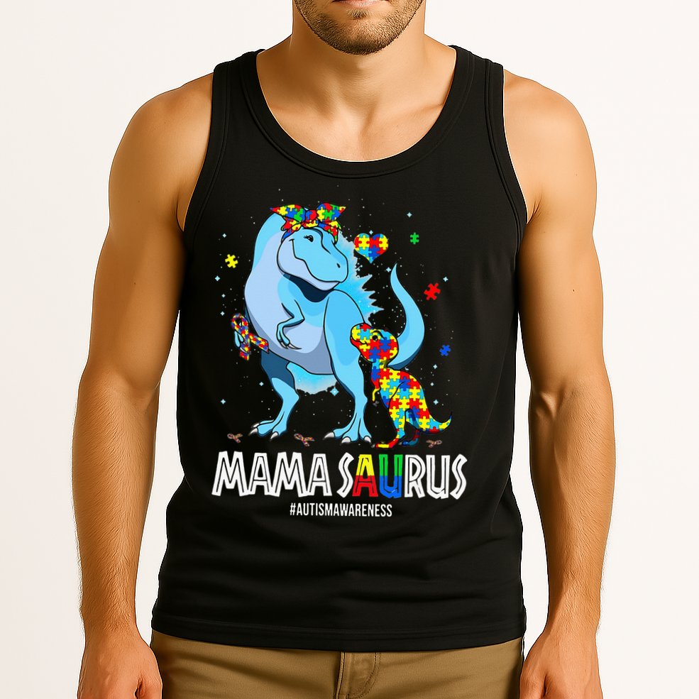 mamasaurus rex autism awareness autistic mother's day Tank Top