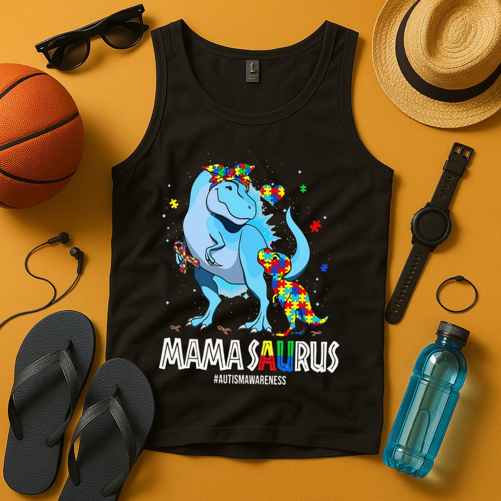mamasaurus rex autism awareness autistic mother's day Tank Top