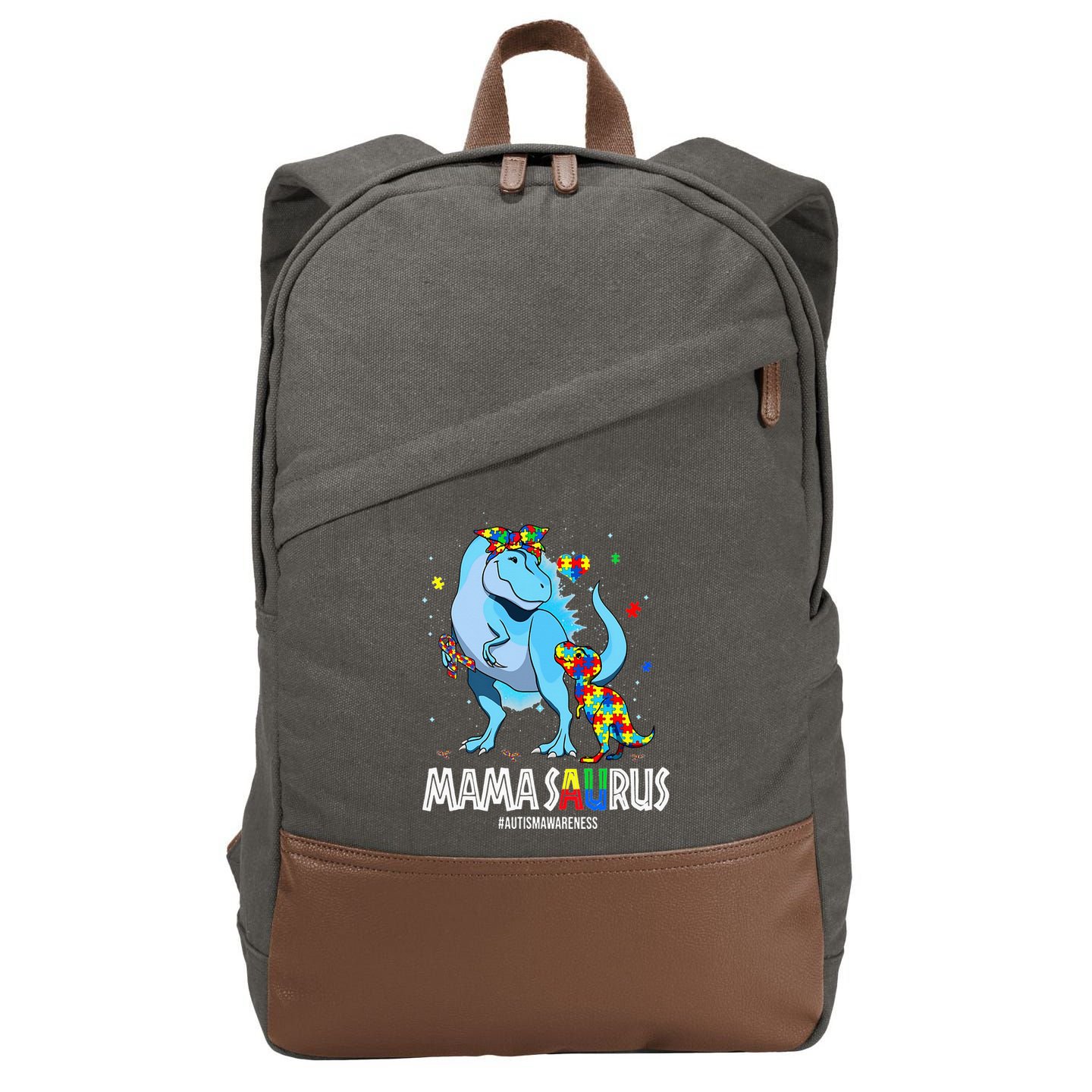 mamasaurus rex autism awareness autistic mother's day Cotton Canvas Backpack