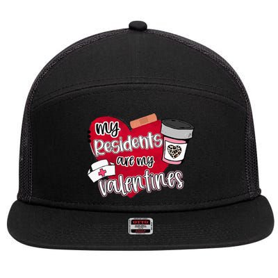 My Residents Are My Valentine Valentines Day Doctor Nurse 7 Panel Mesh Trucker Snapback Hat