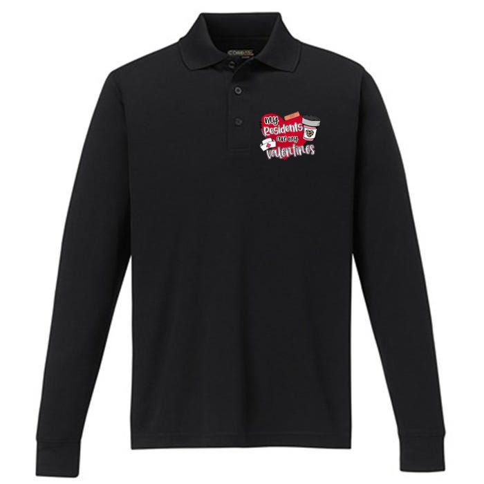 My Residents Are My Valentine Valentines Day Doctor Nurse Performance Long Sleeve Polo